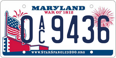 MD license plate 0AC9436
