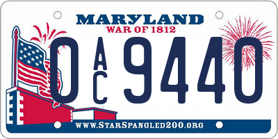 MD license plate 0AC9440