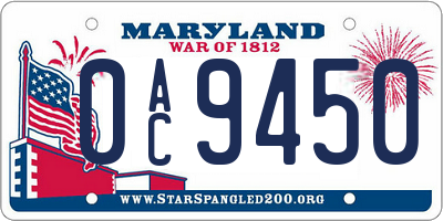 MD license plate 0AC9450