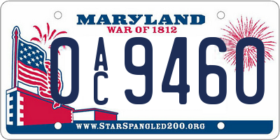 MD license plate 0AC9460