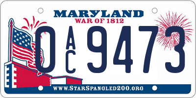 MD license plate 0AC9473