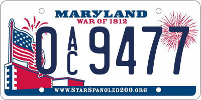 MD license plate 0AC9477