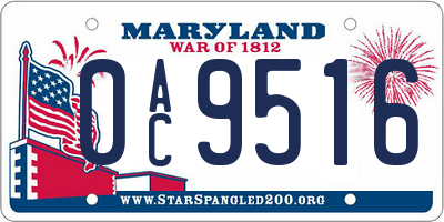 MD license plate 0AC9516