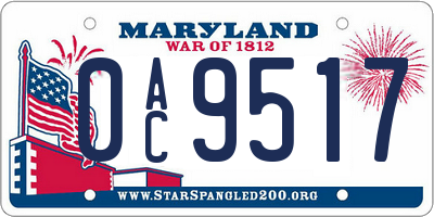 MD license plate 0AC9517