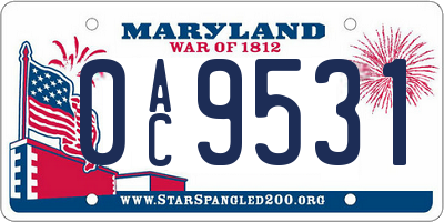 MD license plate 0AC9531