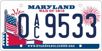 MD license plate 0AC9533