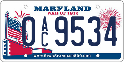MD license plate 0AC9534
