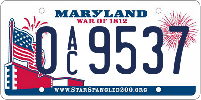 MD license plate 0AC9537