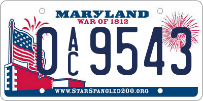 MD license plate 0AC9543