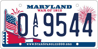 MD license plate 0AC9544