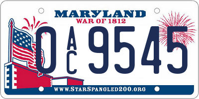 MD license plate 0AC9545