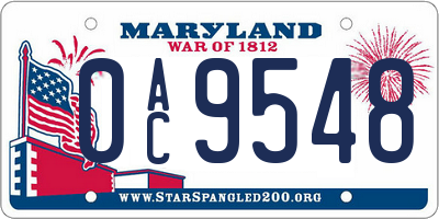 MD license plate 0AC9548