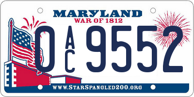 MD license plate 0AC9552