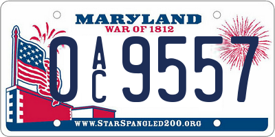 MD license plate 0AC9557