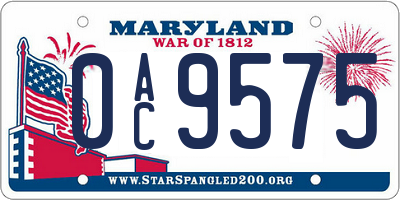 MD license plate 0AC9575