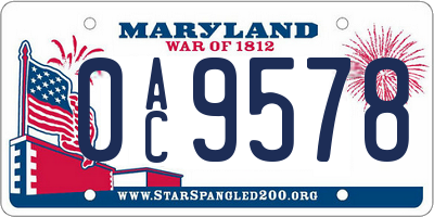 MD license plate 0AC9578