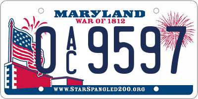 MD license plate 0AC9597