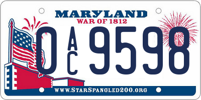 MD license plate 0AC9598