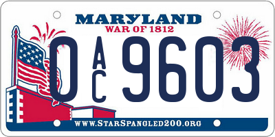 MD license plate 0AC9603
