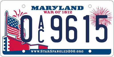 MD license plate 0AC9615
