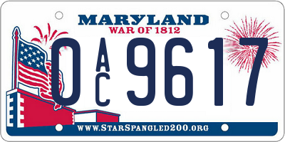 MD license plate 0AC9617