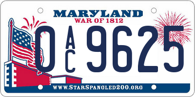 MD license plate 0AC9625