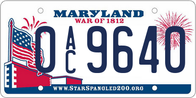 MD license plate 0AC9640