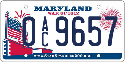 MD license plate 0AC9657