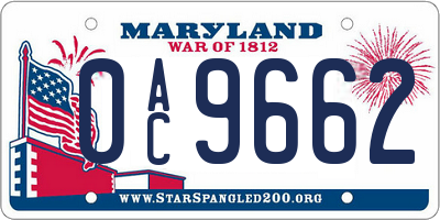 MD license plate 0AC9662