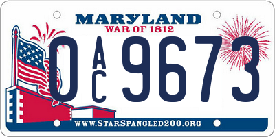 MD license plate 0AC9673