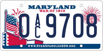 MD license plate 0AC9708
