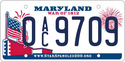 MD license plate 0AC9709