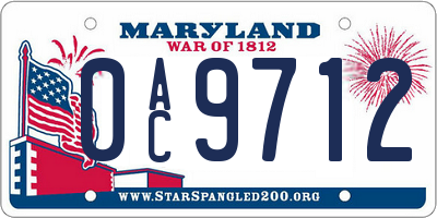MD license plate 0AC9712