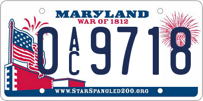 MD license plate 0AC9718