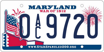 MD license plate 0AC9720