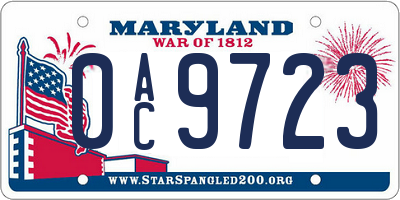 MD license plate 0AC9723