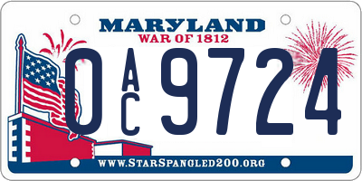 MD license plate 0AC9724