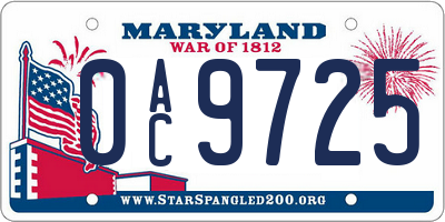 MD license plate 0AC9725
