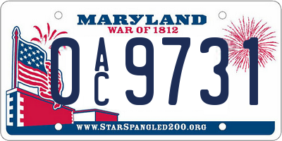 MD license plate 0AC9731