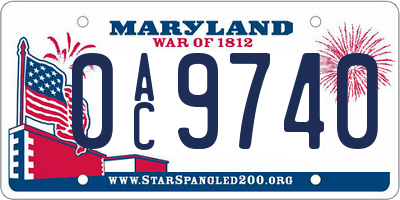 MD license plate 0AC9740