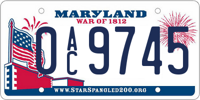 MD license plate 0AC9745
