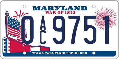 MD license plate 0AC9751