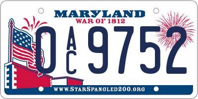 MD license plate 0AC9752