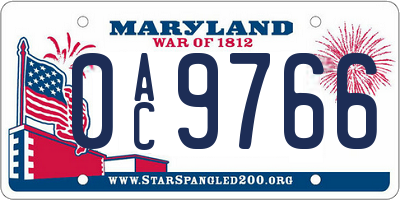 MD license plate 0AC9766
