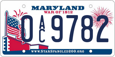 MD license plate 0AC9782