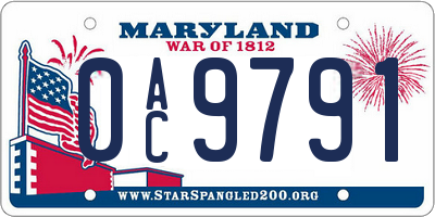 MD license plate 0AC9791