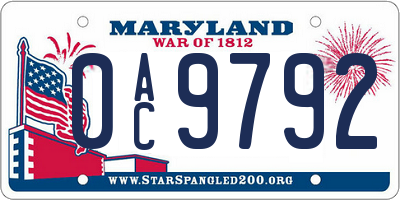 MD license plate 0AC9792