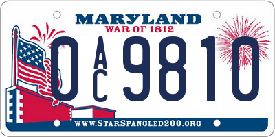 MD license plate 0AC9810