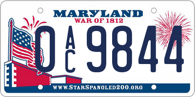 MD license plate 0AC9844
