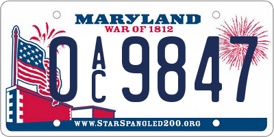MD license plate 0AC9847